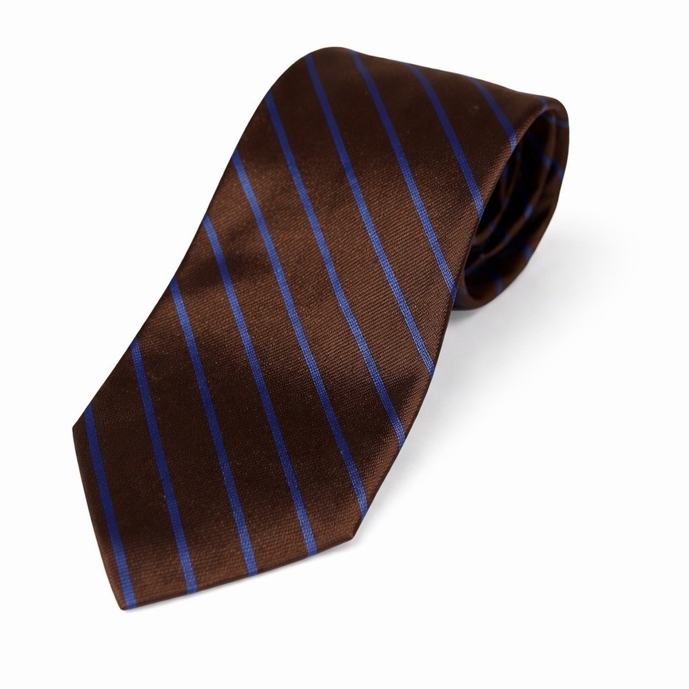 Brooks Brothers Makers Silk Repp Tie Mens Brown Blue Stripe USA Quiet Luxury